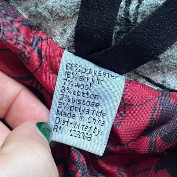 Desigual Checkered Long Trench Coat Size Medium Houndstooth Womens red lining - Picture 8 of 12